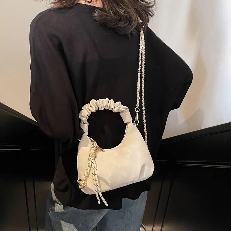 Miss Angel PU Crossbody One Shoulder Handbag Women's Beige/Black-2