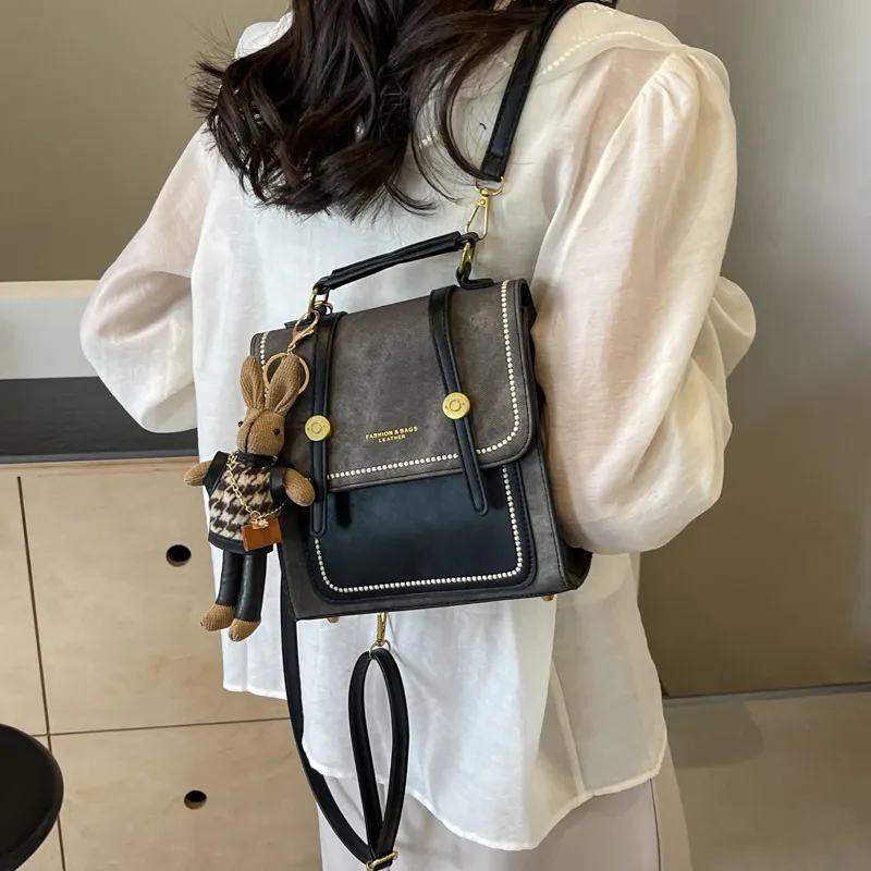 Miss Angel PU Backpack Regular Women's Blue/Black/Ecru-12