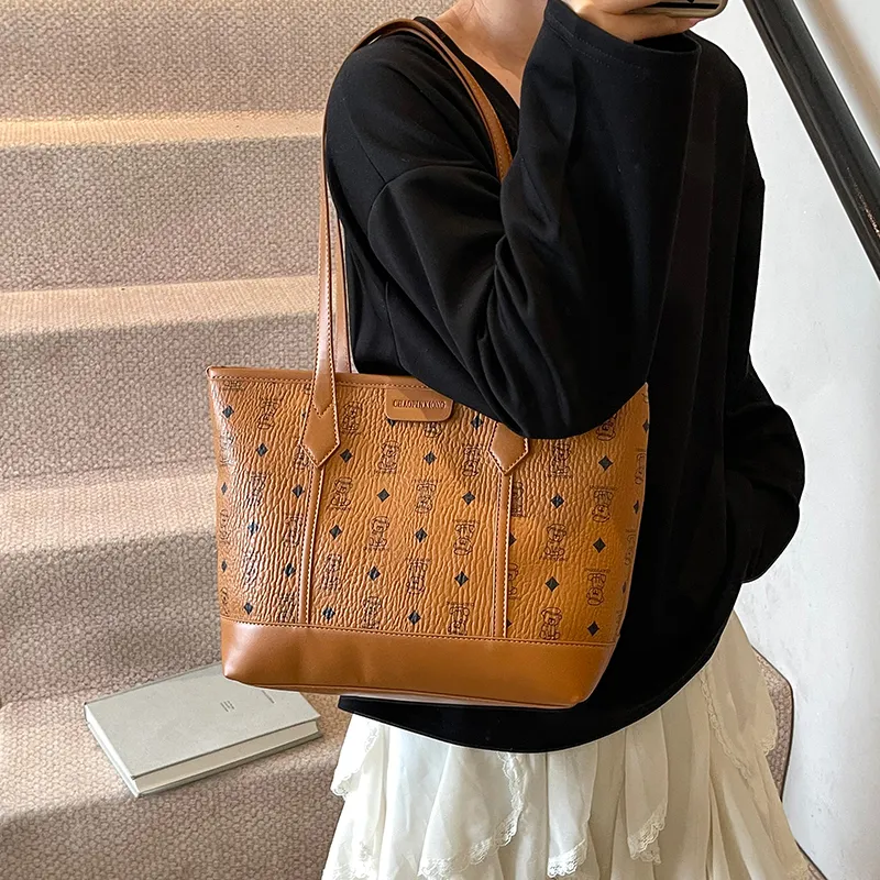 Miss Angel PU Tote Bag, Shoulder Bag Women's Black, Khaki, Brown, Pink-9