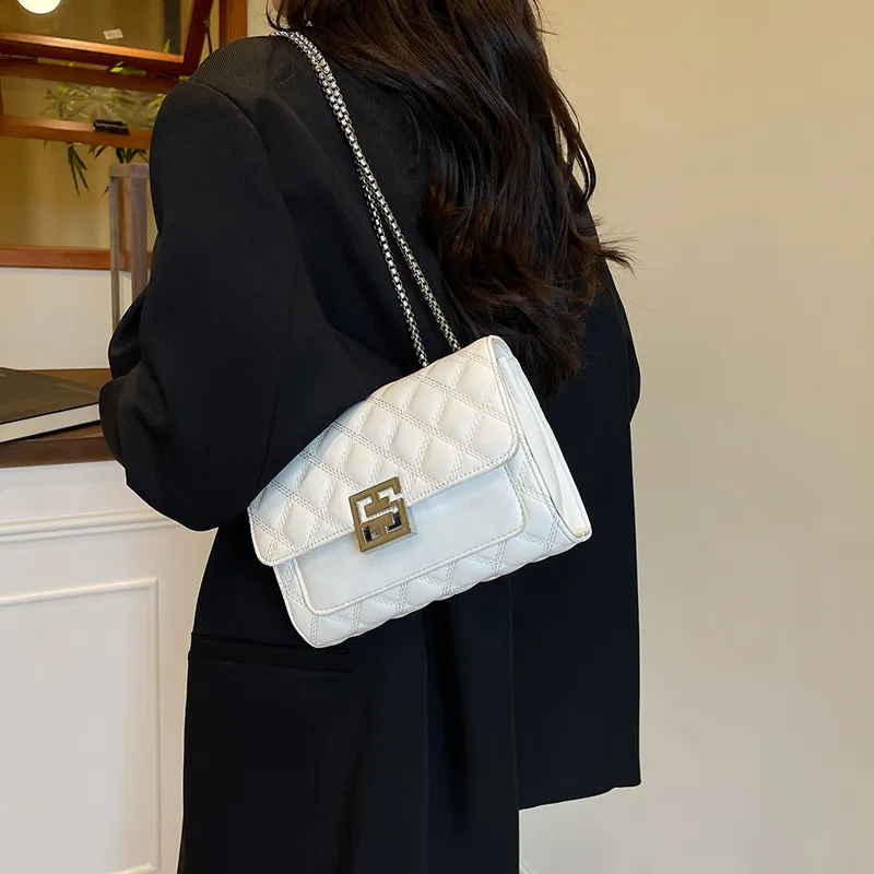 Miss Angel PU Crossbody Bag Regular Women's White Black-3