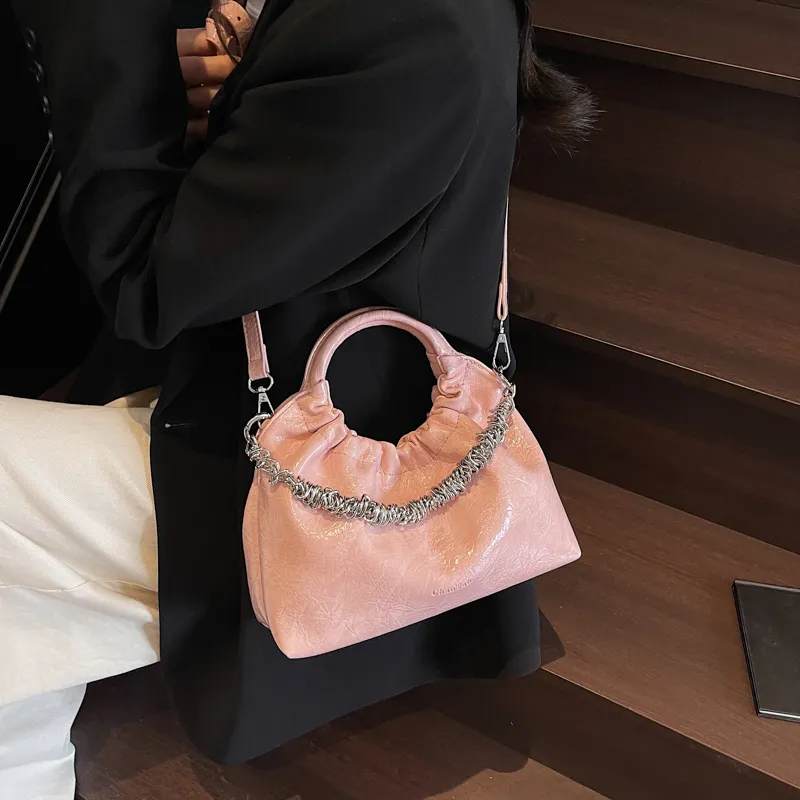 Miss Angel PU Shoulder Bag, Crossbody Bag, Handbag Women's Black/Ecru/Pink/Silver-23