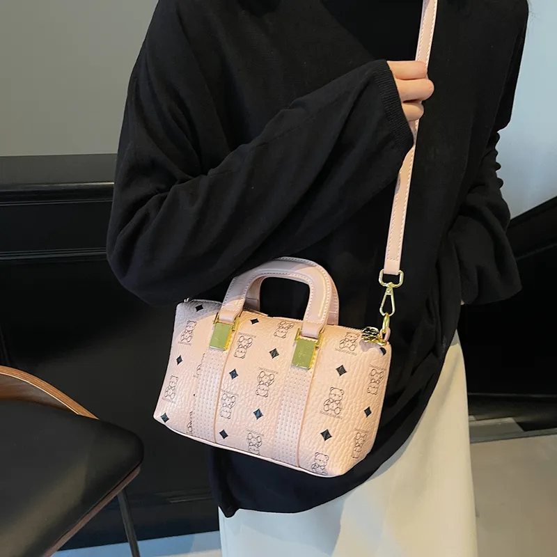 Miss Angel PU Crossbody Handbag Women's Brown/White/Pink-11