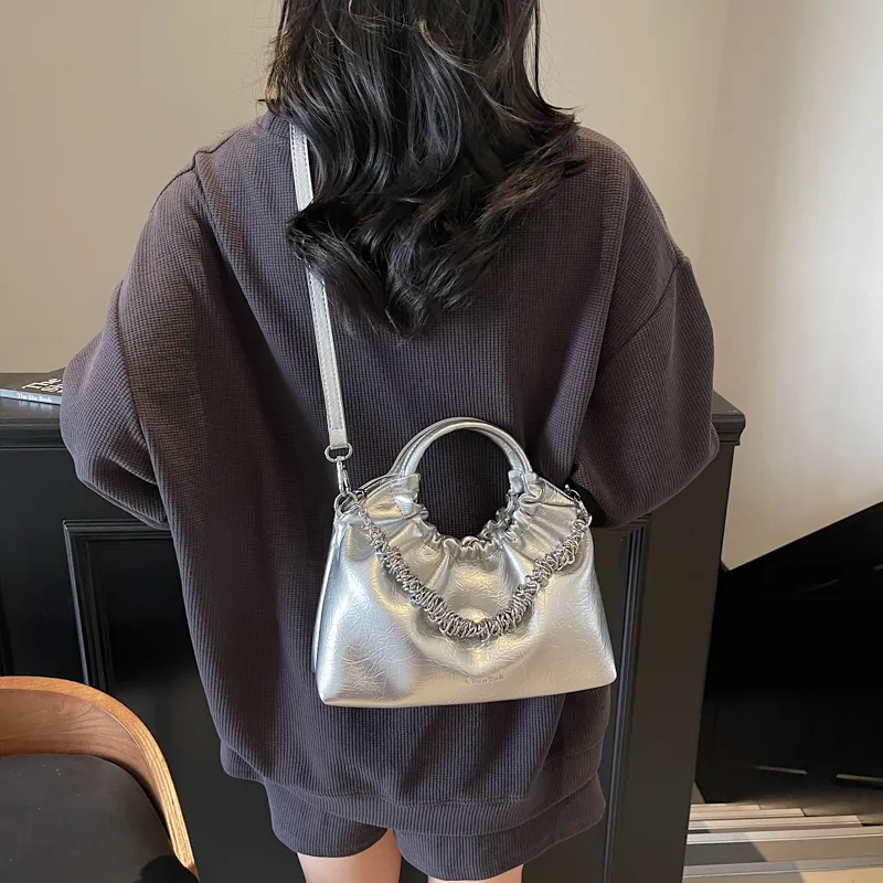 Miss Angel PU Shoulder Bag, Crossbody Bag, Handbag Women's Black/Ecru/Pink/Silver-11