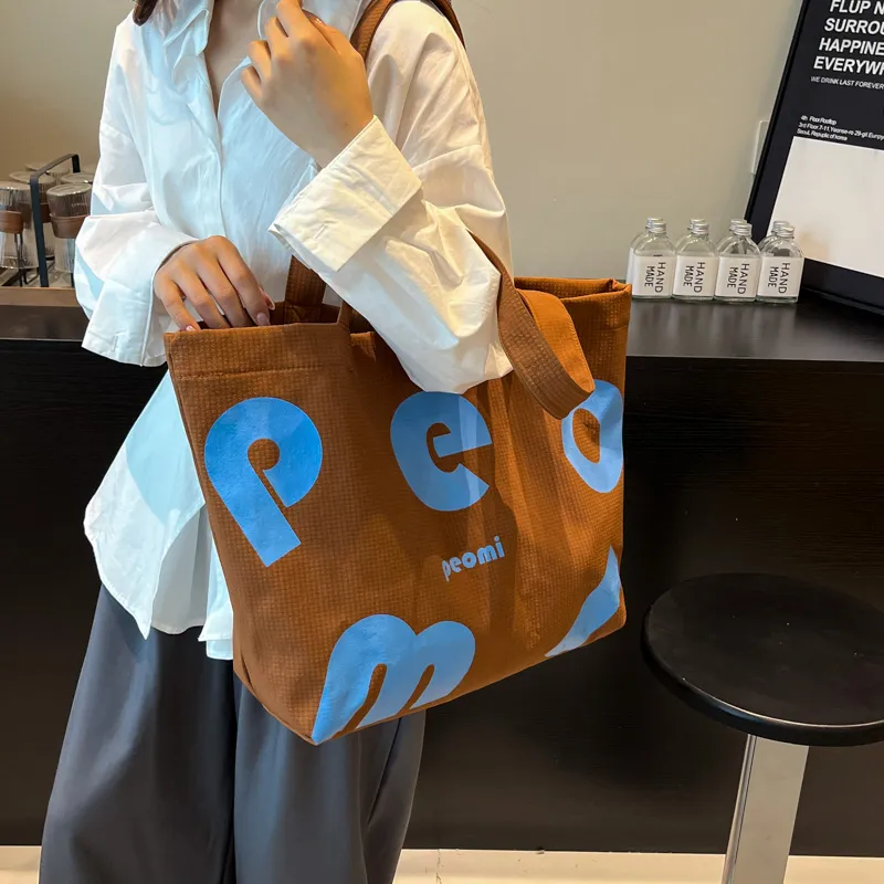 Miss Angel Nylon Shoulder Bag Tote Women's Brown/Yellow/White-2