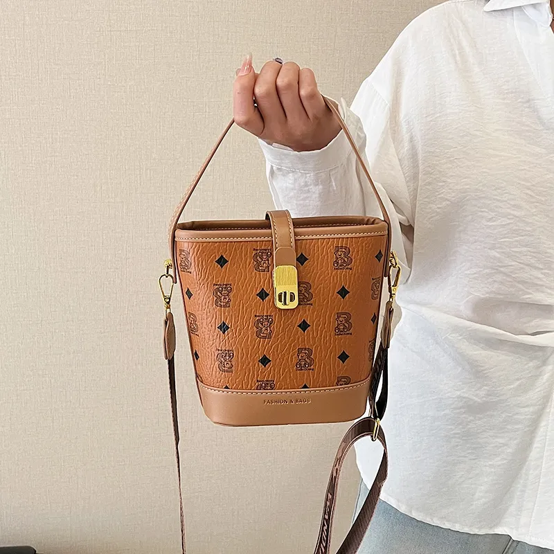 Miss Angel PU Bucket Bag, Crossbody Handbag Women's Multicolor-19