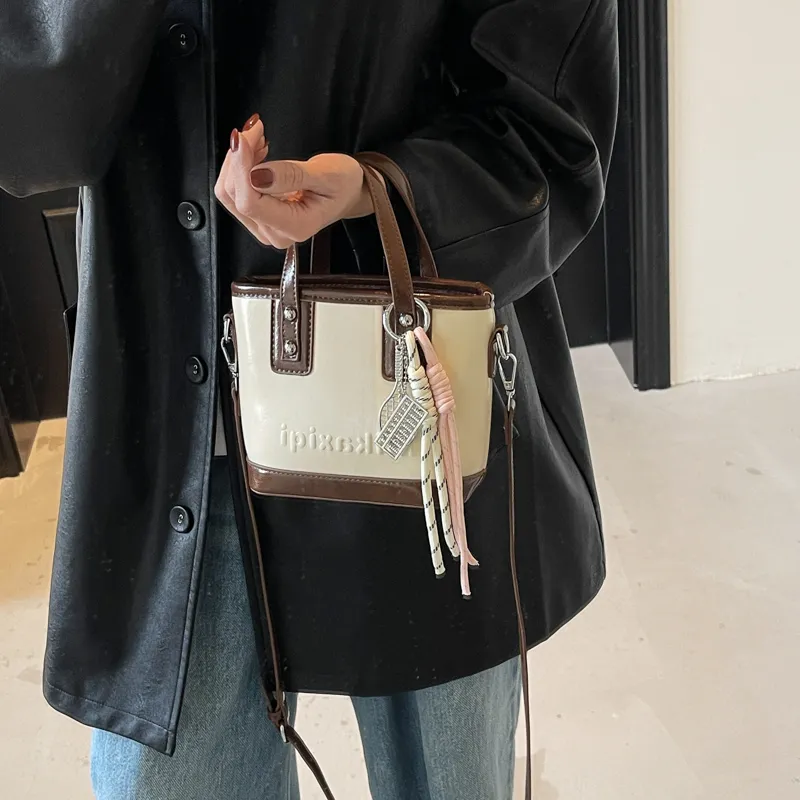 Miss Angel PU Shoulder Bag, Crossbody Bag, Handbag Women's Black/White/Pink-6
