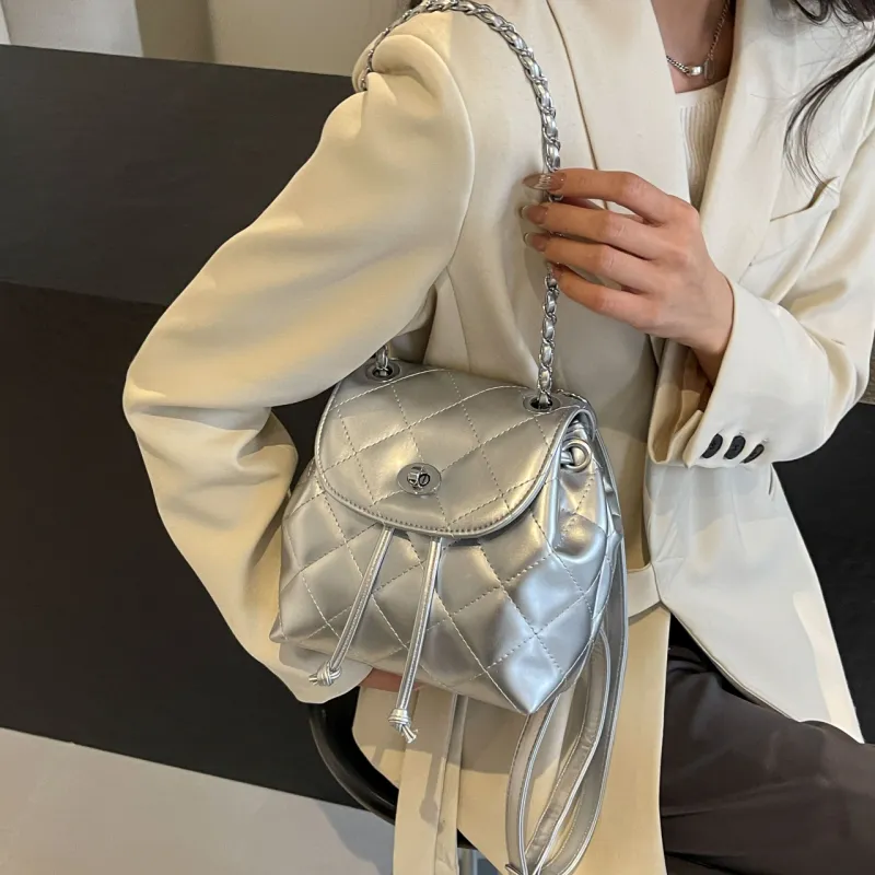 Miss Angel PU Backpack Women's White/Silver-1