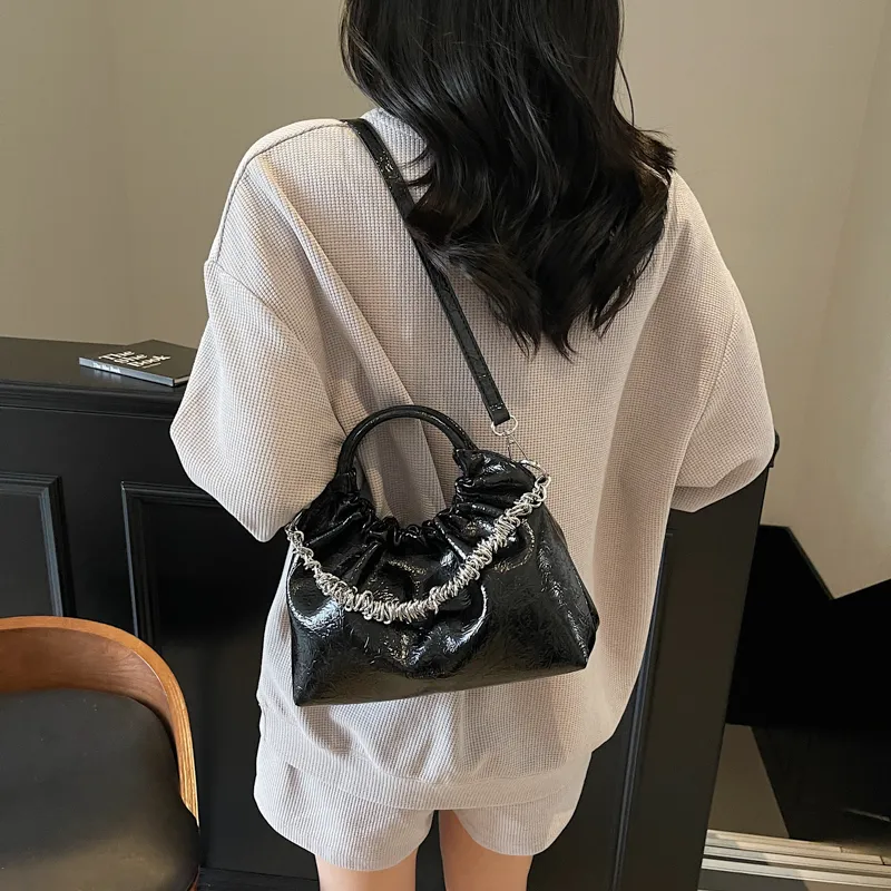Miss Angel PU Shoulder Bag, Crossbody Bag, Handbag Women's Black/Ecru/Pink/Silver-16