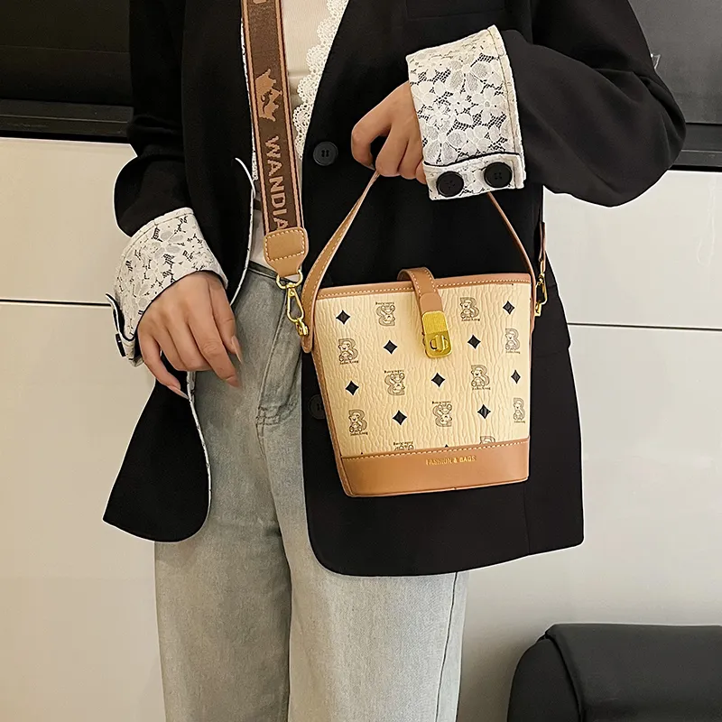 Miss Angel PU Bucket Bag, Crossbody Handbag Women's Multicolor-4
