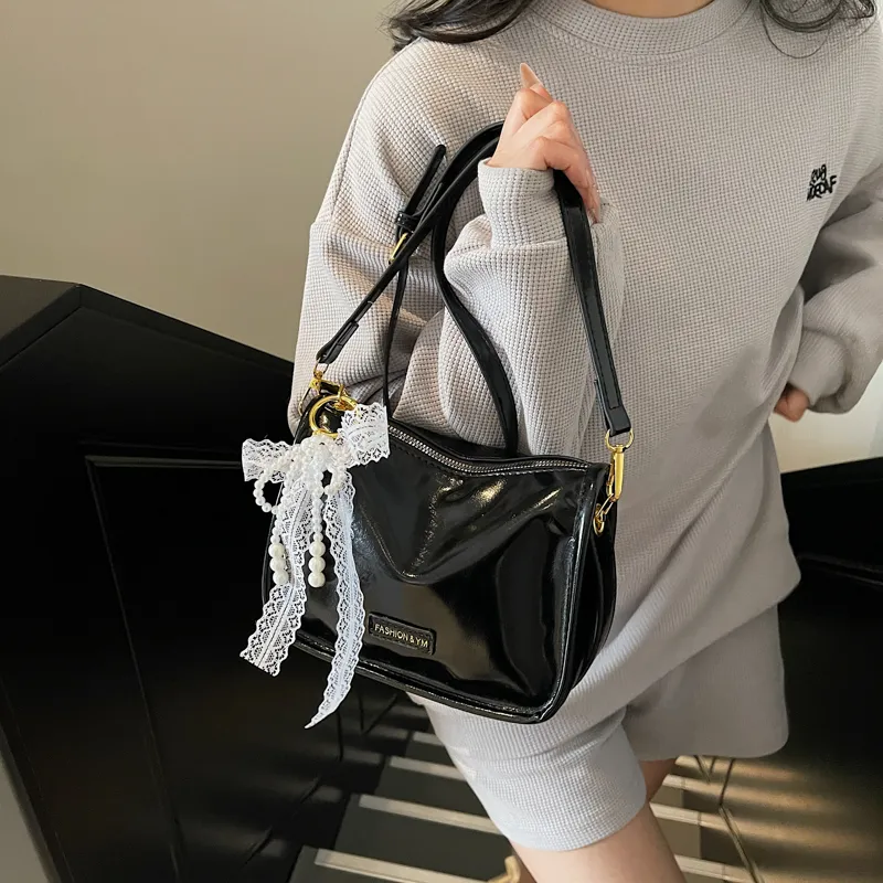 Miss Angel PU Crossbody One Shoulder Handbag Women's White, Silver, Black, Pink-1