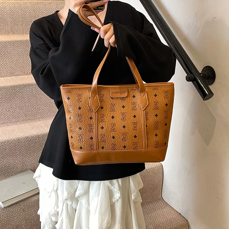 Miss Angel PU Tote Bag, Shoulder Bag Women's Black, Khaki, Brown, Pink-5