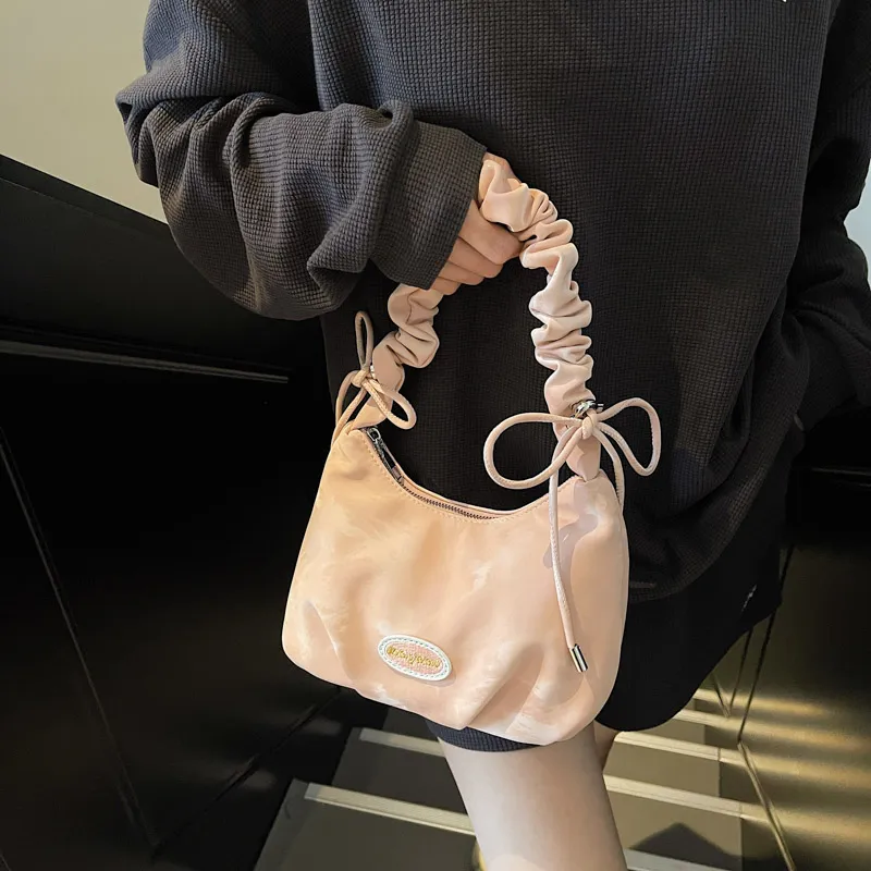 Miss Angel Fabric Shoulder Bag, Crossbody Bag Women's Silver/Black/Pink-12