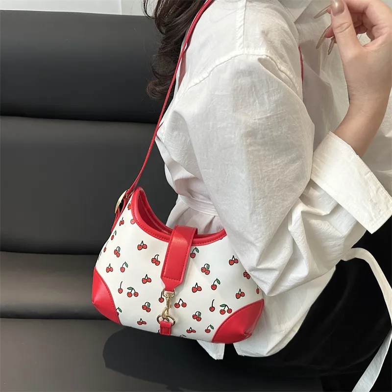 Miss Angel PU Crossbody Bag Women's White/Black/Red-1