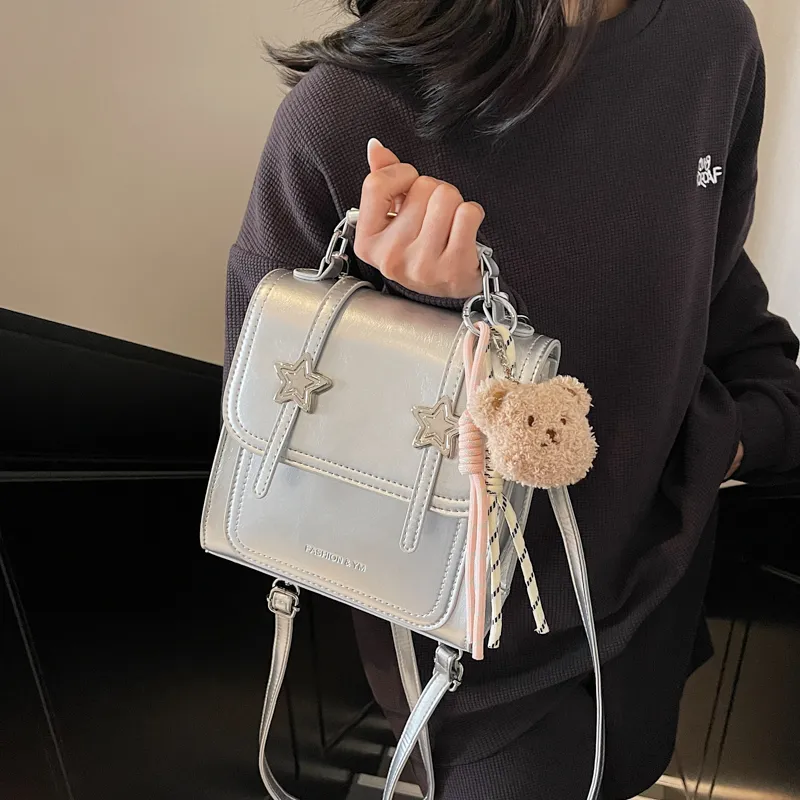 Miss Angel PU Backpack Women's White/Khaki/Yellow/Ecru/Silver-7