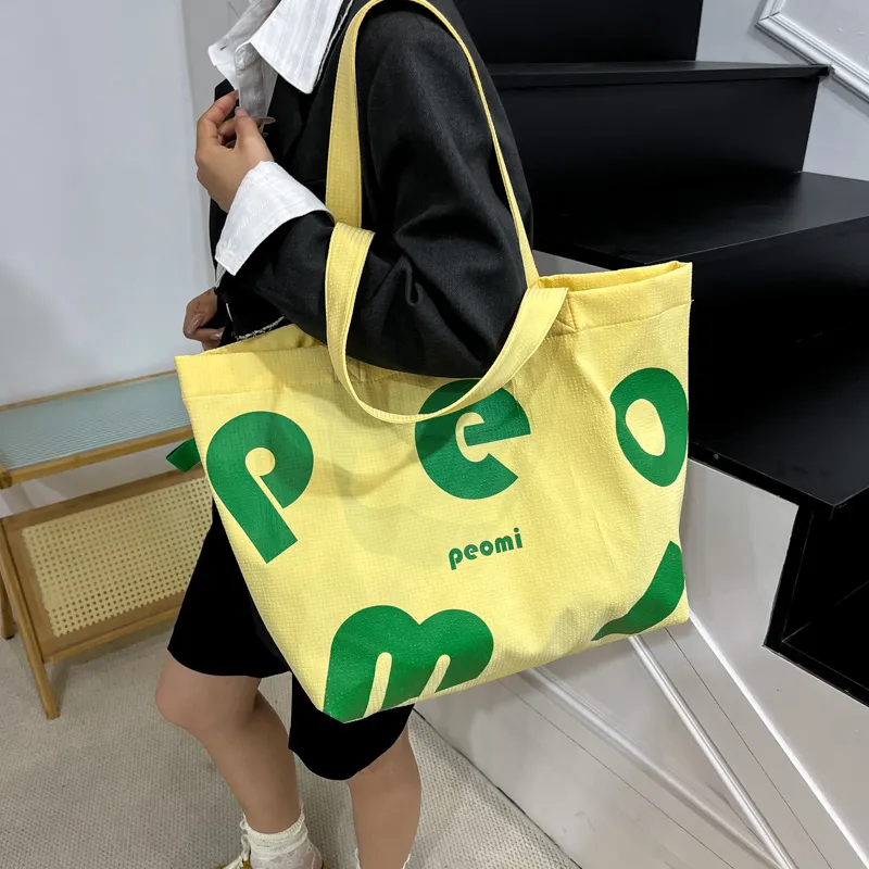 Miss Angel Nylon Shoulder Bag Tote Women's Brown/Yellow/White-16