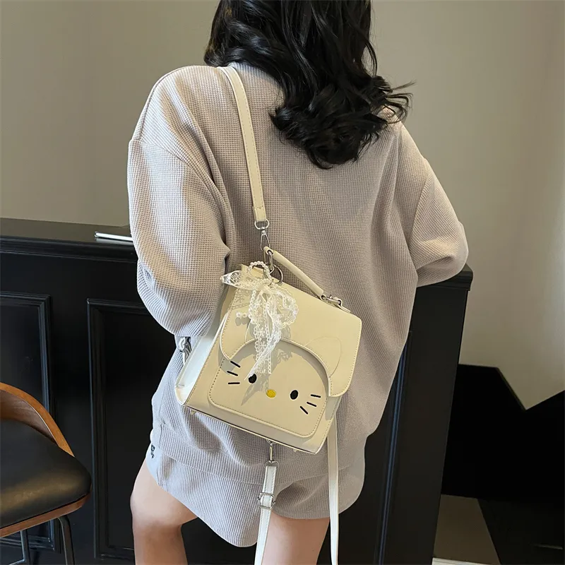 Miss Angel PU Backpack Women's Black/White/Blue/Pink-11