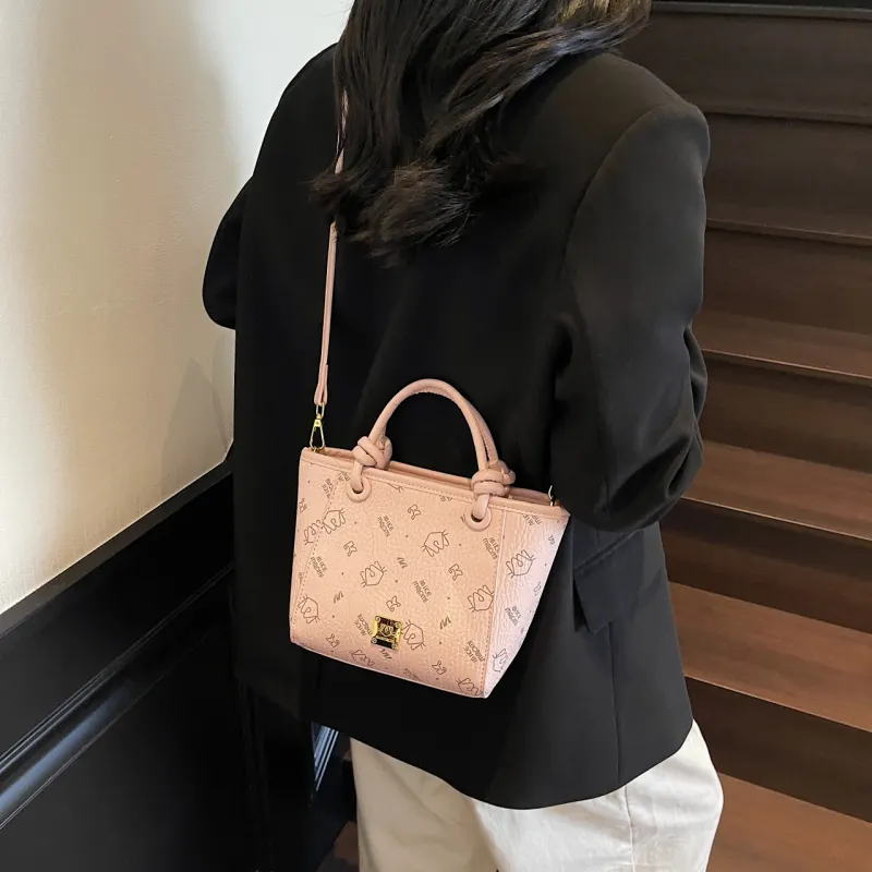 Miss Angel PU Crossbody Handbag Women's Pink/Ecru/Brown/Black-5