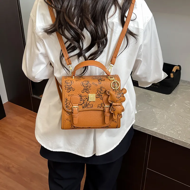 Miss Angel PU Backpack Women's White/Pink/Brown-17