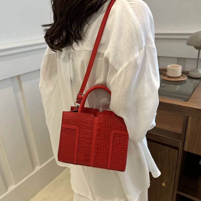 Miss Angel PU Crossbody Handbag Shoulder Bag Women's White/Black/Red-23