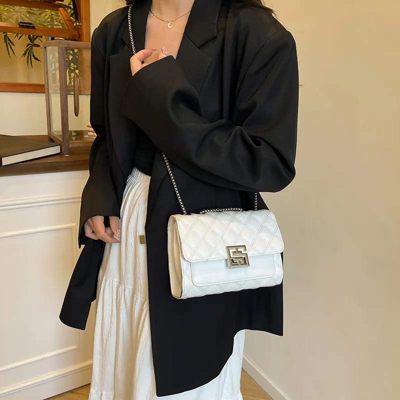 Miss Angel PU Crossbody Bag Regular Women's White Black-4