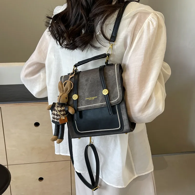 Miss Angel PU Backpack Regular Women's Blue/Black/Ecru-11
