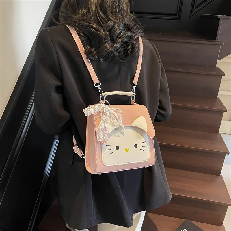 Miss Angel PU Backpack Women's Black/White/Blue/Pink-5