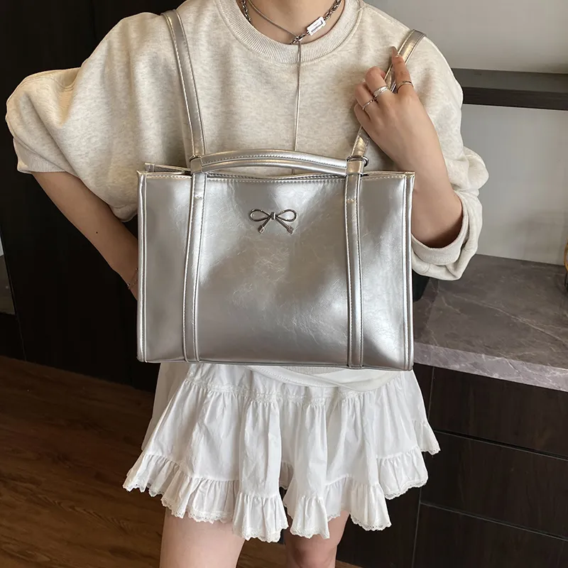 Miss Angel PU One Shoulder Tote Backpack Regular Women's White/Silver/Black-7