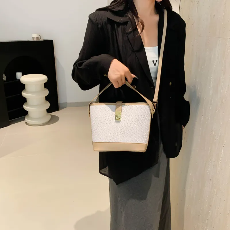 Miss Angel PU Bucket Bag, One Shoulder Handbag Women's Multicolor-19