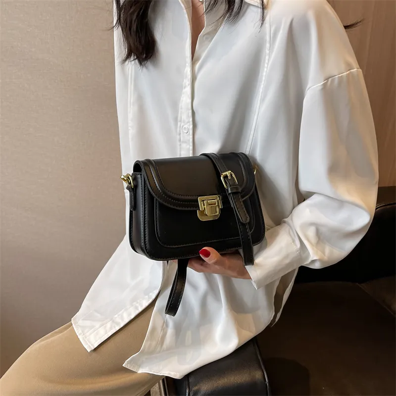 Miss Angel PU Crossbody Bag Key Pouch For Outings Women's Ecru/Black-14