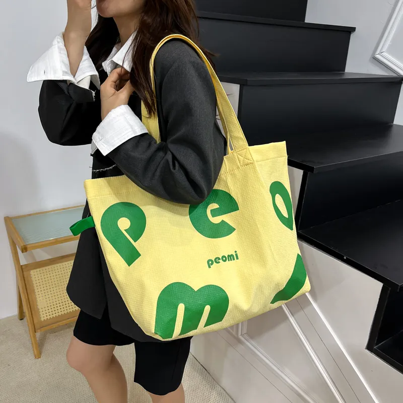 Miss Angel Nylon Shoulder Bag Tote Women's Brown/Yellow/White-14