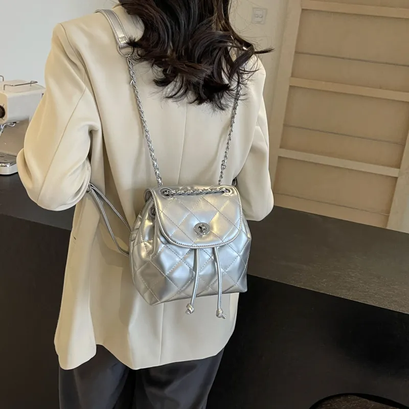 Miss Angel PU Backpack Women's White/Silver-5