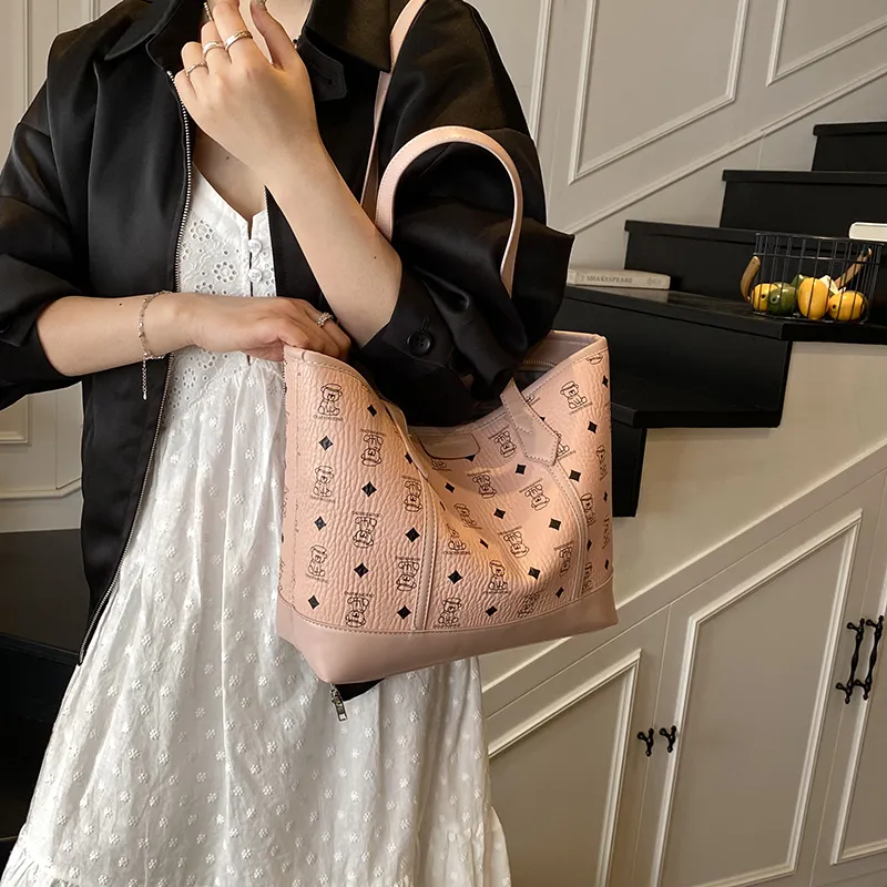 Miss Angel PU Tote Bag, Shoulder Bag Regular Women's Khaki/Pink/Brown/Black-9