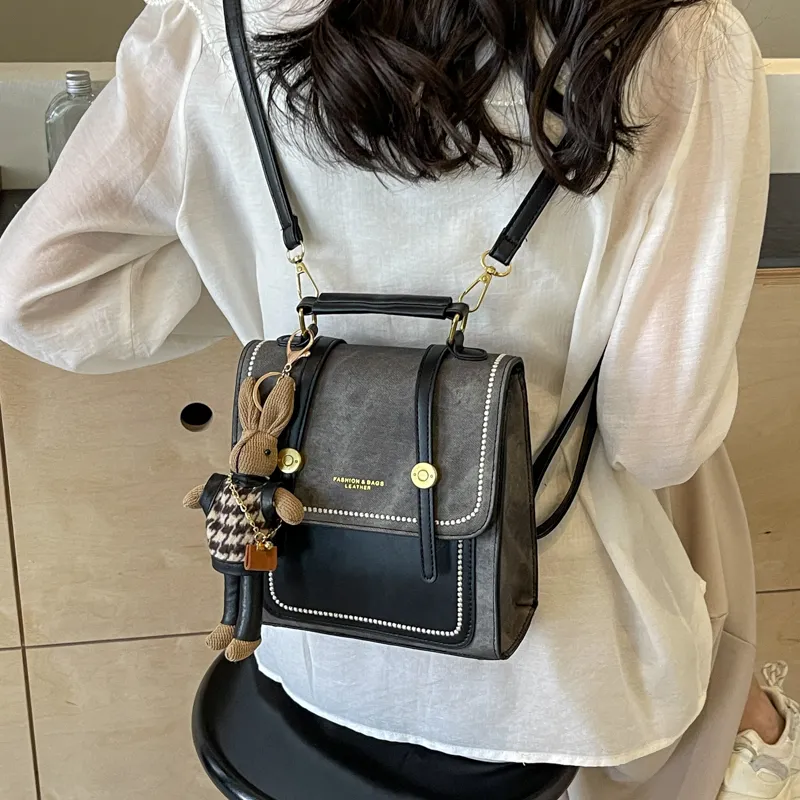 Miss Angel PU Backpack Regular Women's Blue/Black/Ecru-9