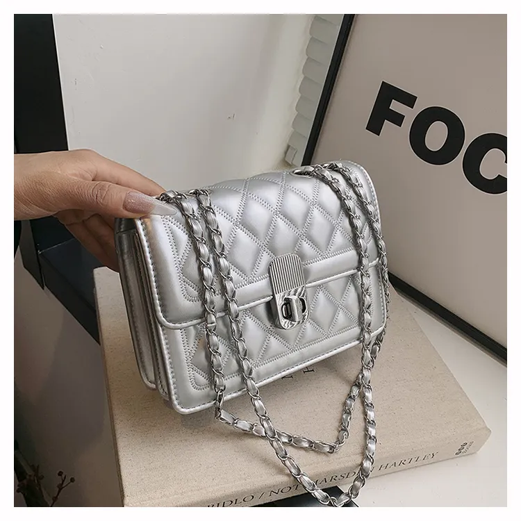 Miss Angel PU Shoulder Bag, Crossbody Bag Women's White/Silver/Pink-4