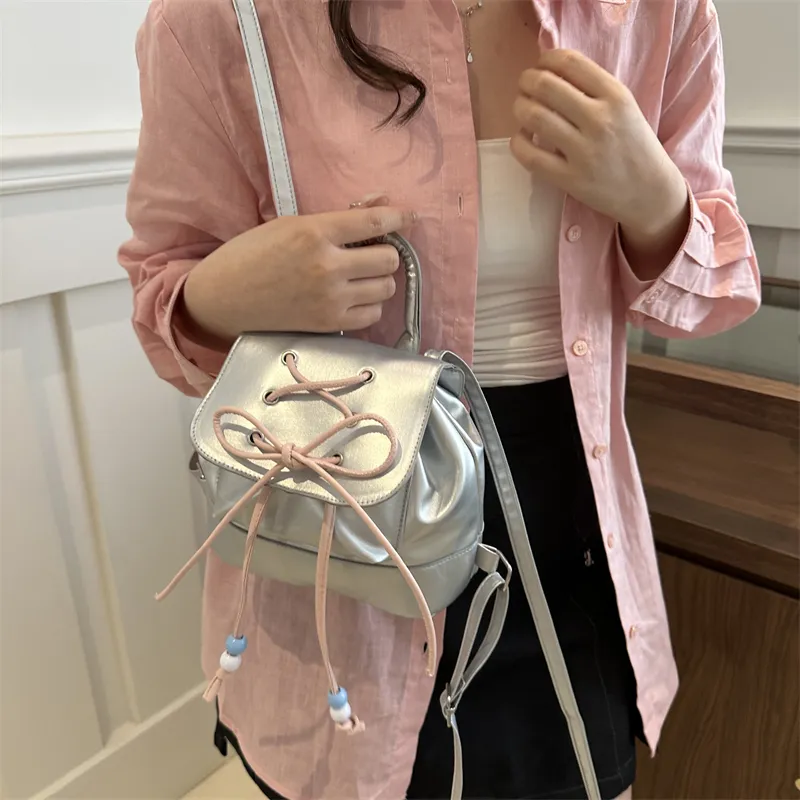 Miss Angel PU Backpack Women's White/Silver/Black/Pink-8