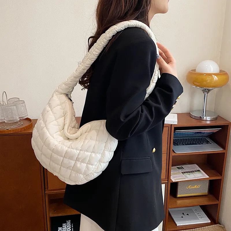 Miss Angel Composite Cloth Crossbody Bag Large Size Women's White/Black-1