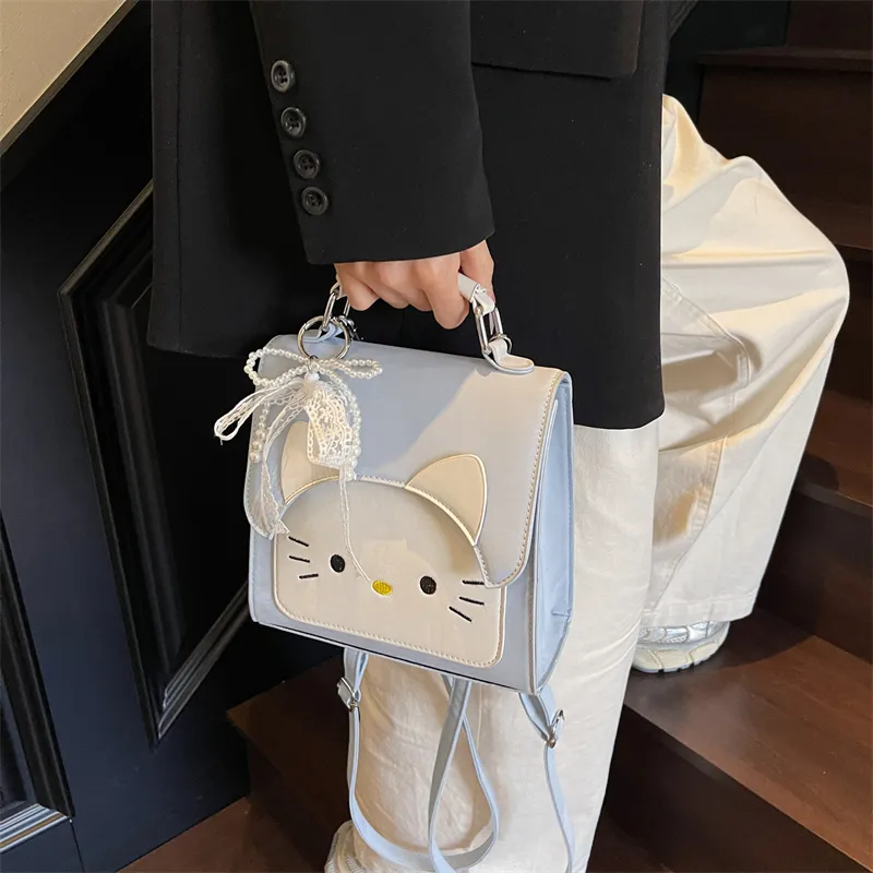 Miss Angel PU Backpack Women's Black/White/Blue/Pink-16