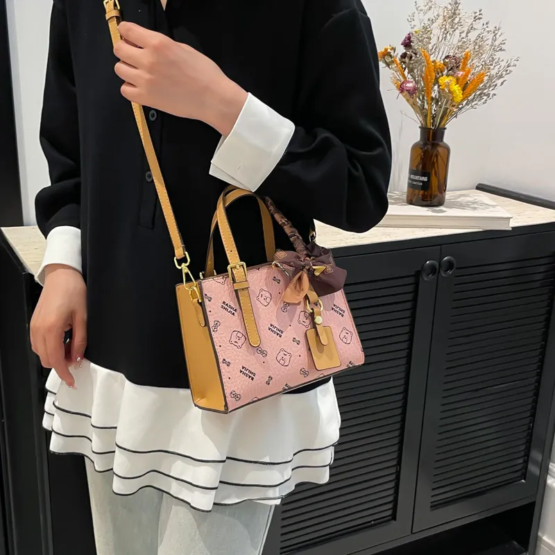 Miss Angel PU Crossbody One Shoulder Handbag Regular Women's Brown/Yellow/Ecru-10