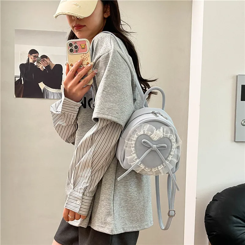 Miss Angel PU Backpack Regular Women's Pink/Blue/Black-2