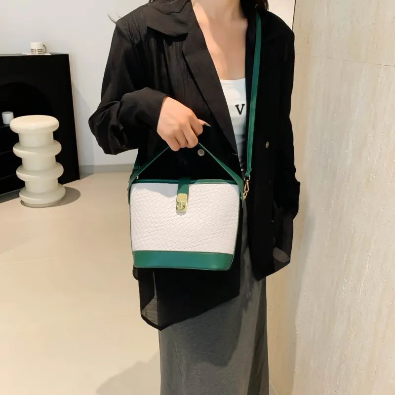 Miss Angel PU Bucket Bag, One Shoulder Handbag Women's Multicolor-11