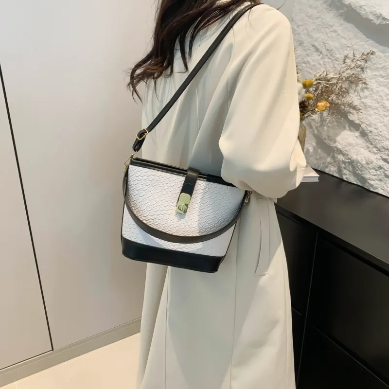 Miss Angel PU Bucket Bag, One Shoulder Handbag Women's Multicolor-5