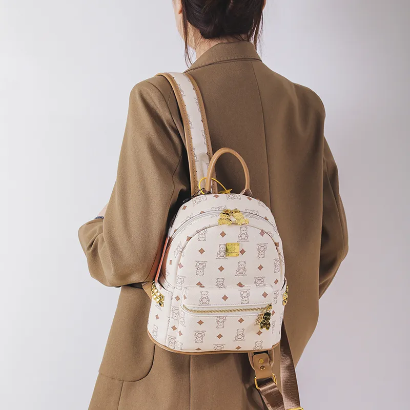 Miss Angel PU Backpack Tubas Women's White/Brown-2