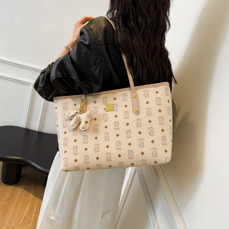 Miss Angel PU Shopping Bag, Tote Bag, Handbag, Shoulder Bag Women's White, Beige, Pink, Brown, Black, Coffee-7