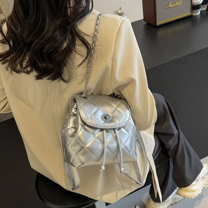 Miss Angel PU Backpack Women's White/Silver-2
