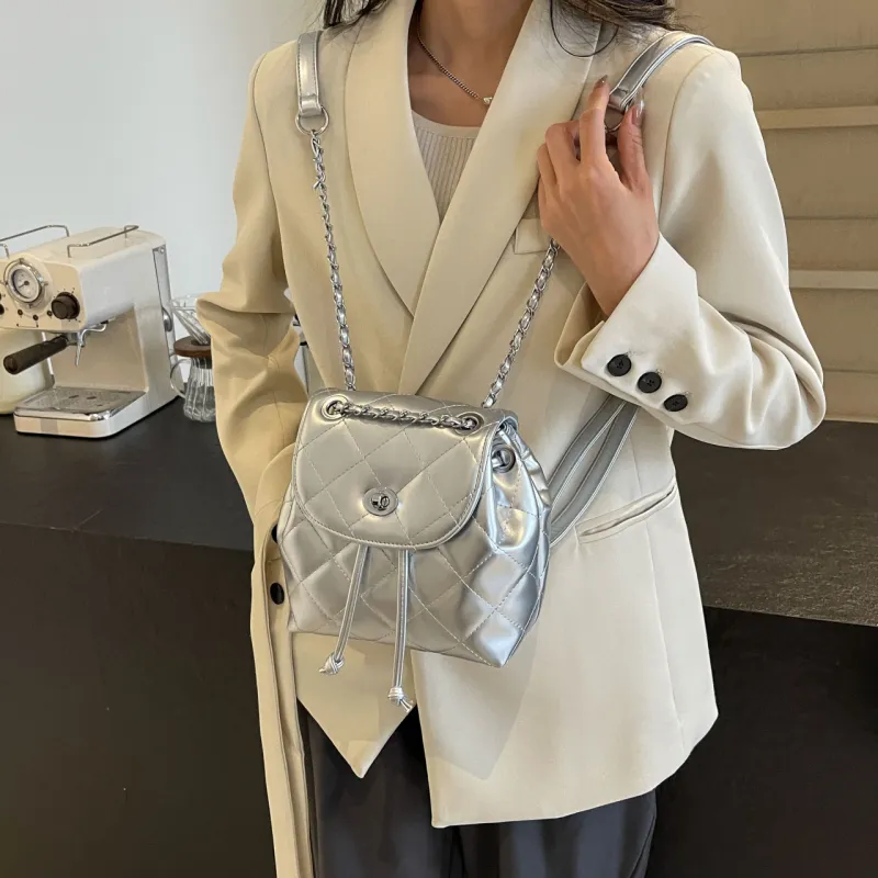 Miss Angel PU Backpack Women's White/Silver-4