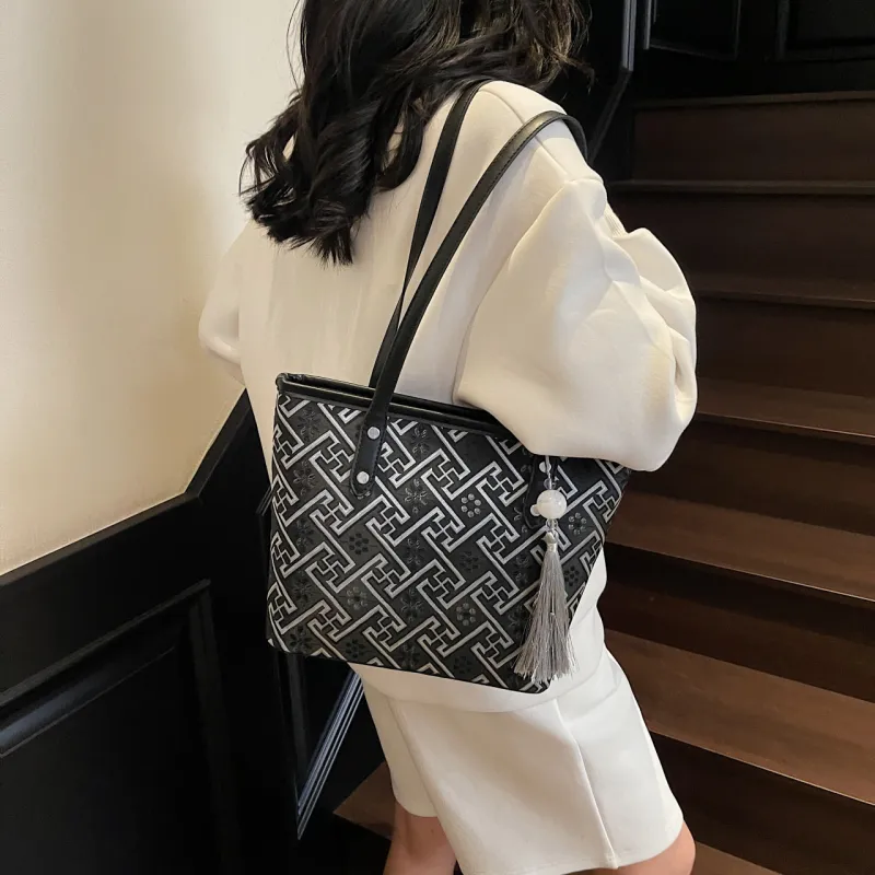 Miss Angel Fabric Tote Bag, Shopping Bag, Shoulder Bag Women's White/Silver-8