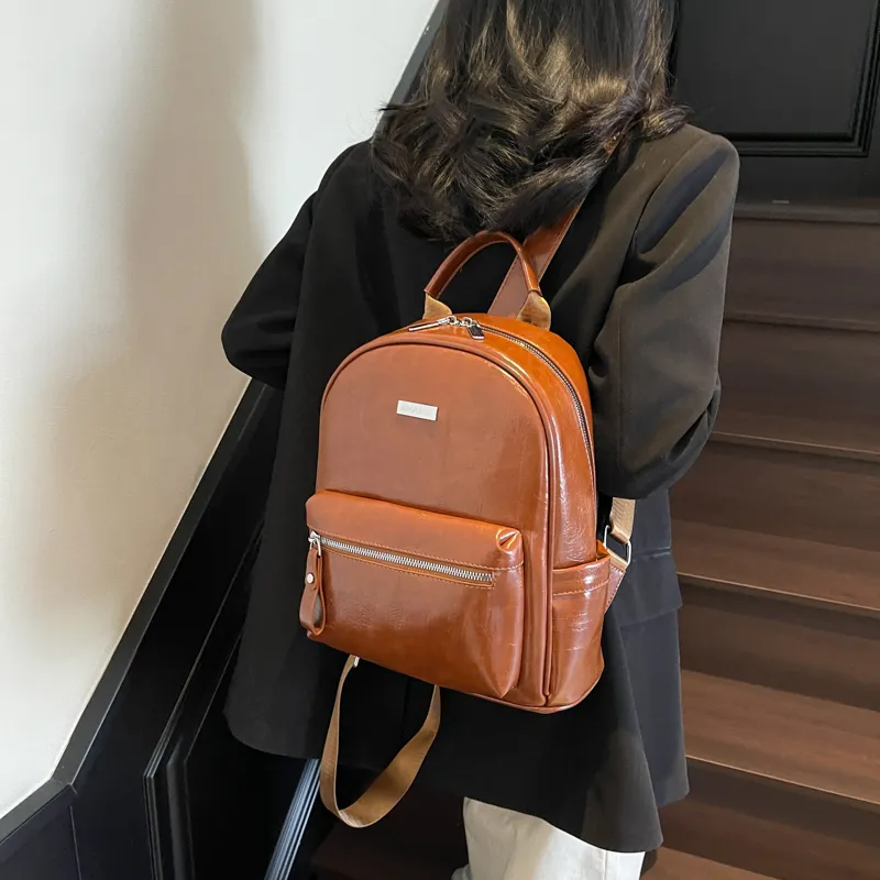 Miss Angel PU Backpack Women's White, Gray, Black, Pink, Brown-14