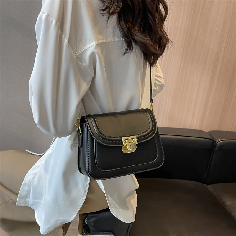 Miss Angel PU Crossbody Bag Key Pouch For Outings Women's Ecru/Black-17