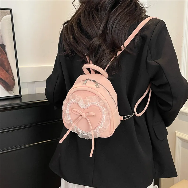 Miss Angel PU Backpack Regular Women's Pink/Blue/Black-8