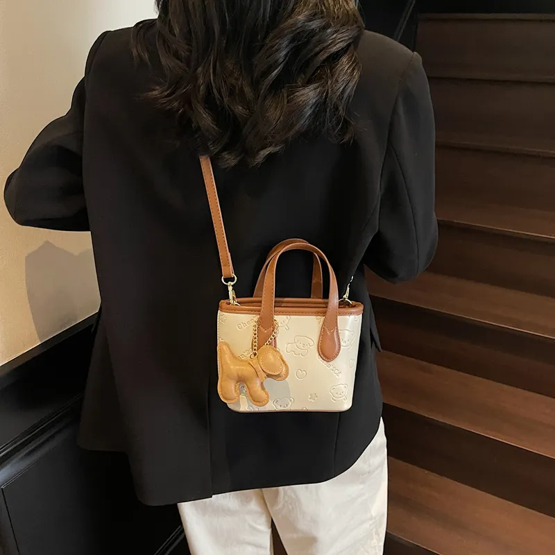 Miss Angel PU Bucket Bag, One Shoulder Handbag Women's Multicolor-12